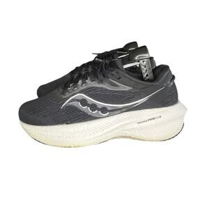 Womens Saucony Triumph 20 Cushioned Running Shoes Black White Size 7.5